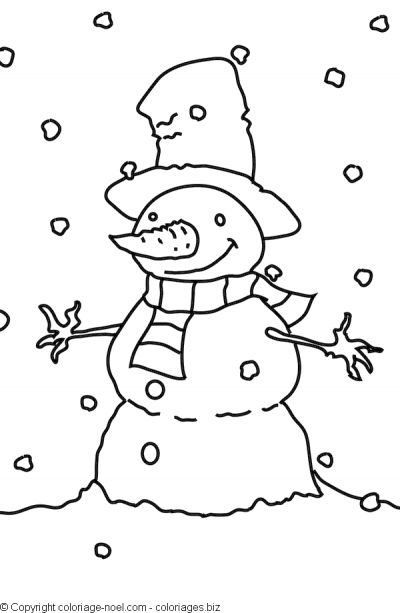 Dessin à colorier: Bonhomme de Neige (Personnages) #89467 - Coloriages à Imprimer Gratuits