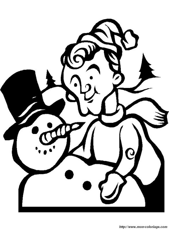 Dessin à colorier: Bonhomme de Neige (Personnages) #89468 - Coloriages à Imprimer Gratuits