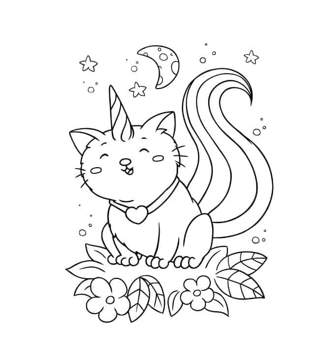Coloriage gratuit Chat Licorne #199285 de la collection Personnages à imprimer