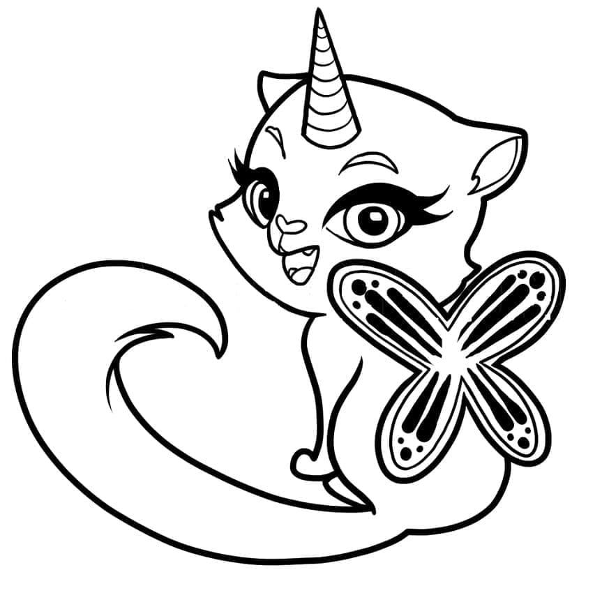 Dessin Chat Licorne #199293 à colorier de la série Personnages, gratuit à télécharger et imprimer