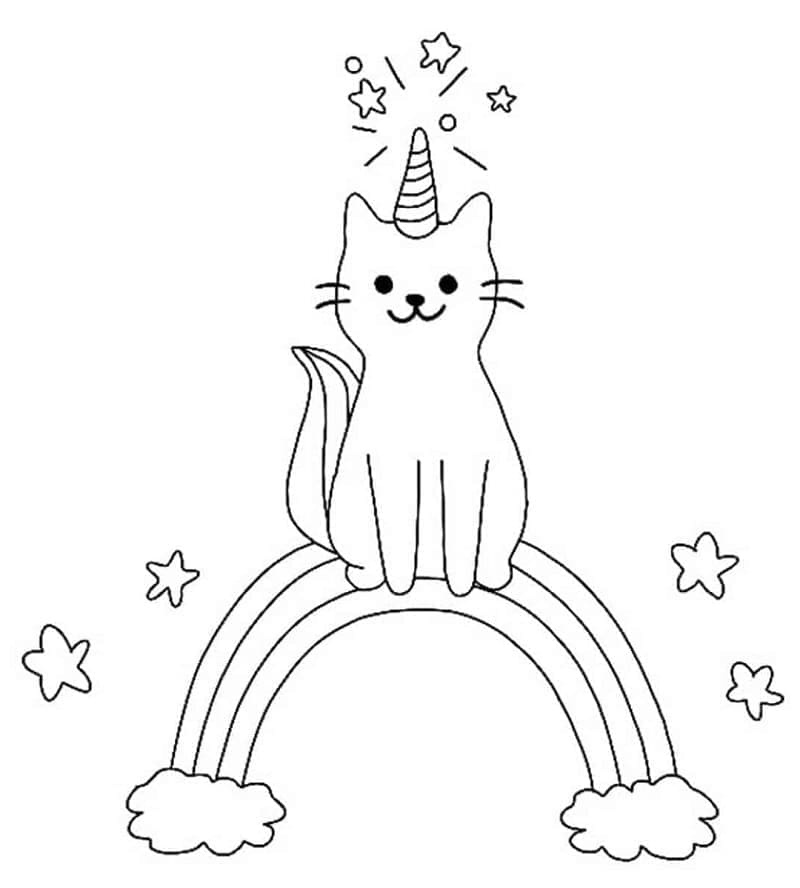 Coloriage gratuit Chat Licorne #199295 de la collection Personnages à imprimer
