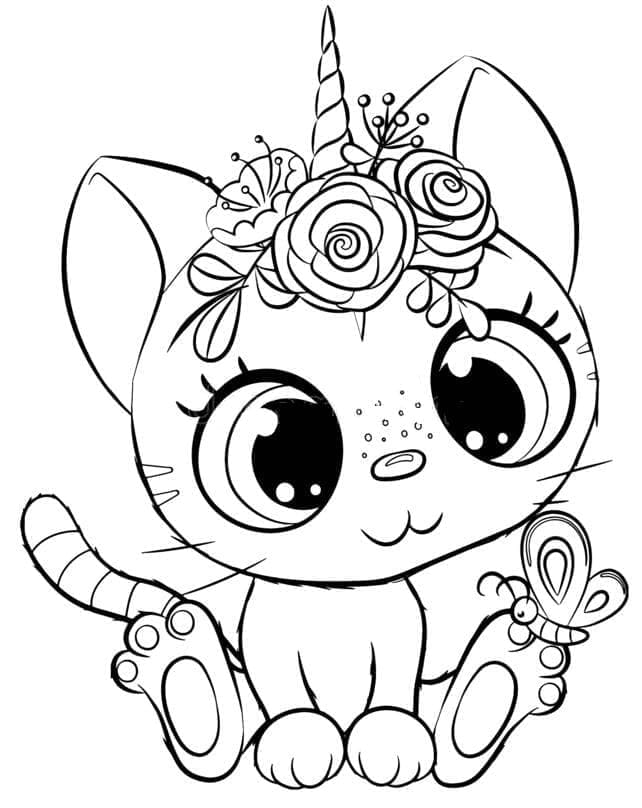 Coloriage gratuit Chat Licorne #199305 de la collection Personnages à imprimer