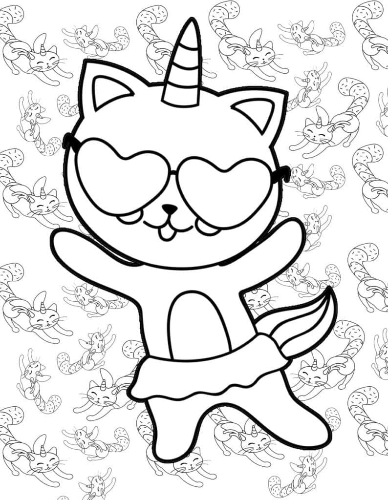 Dessin à colorier: Chat Licorne (Personnages) #199307 - Coloriages à Imprimer Gratuits