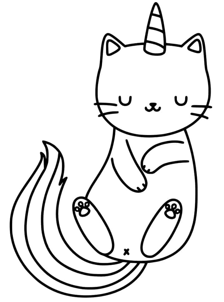 Dessin à colorier Chat Licorne #199337 issu de la collection Personnages, prêt à imprimer