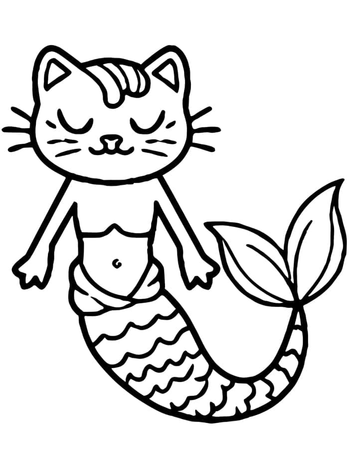 Coloriage gratuit Chat Sirène #212816 de la collection Personnages à imprimer