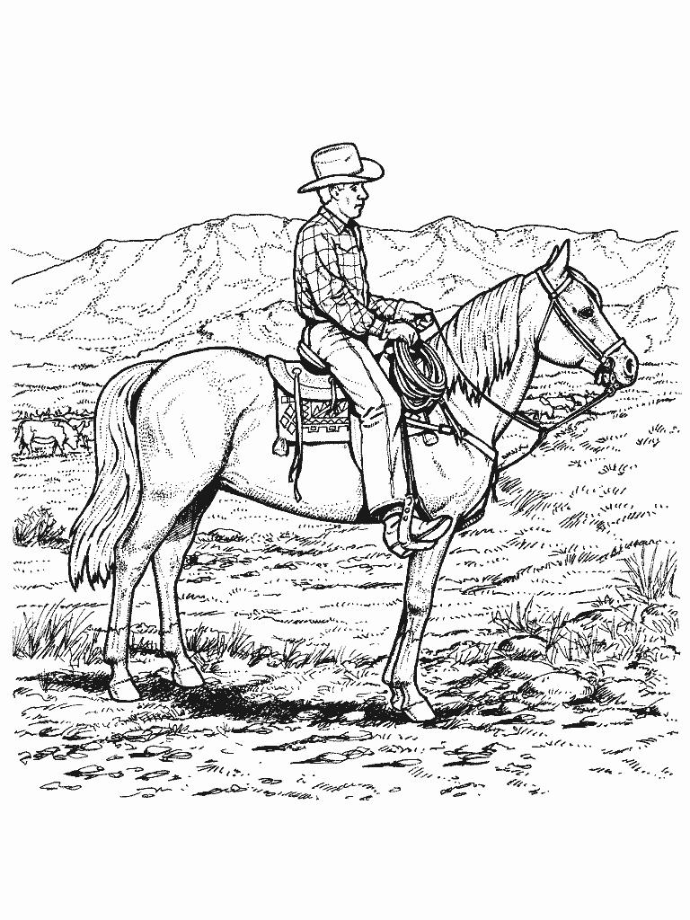 Dessin à colorier: Cowboy (Personnages) #91518 - Coloriages à Imprimer Gratuits