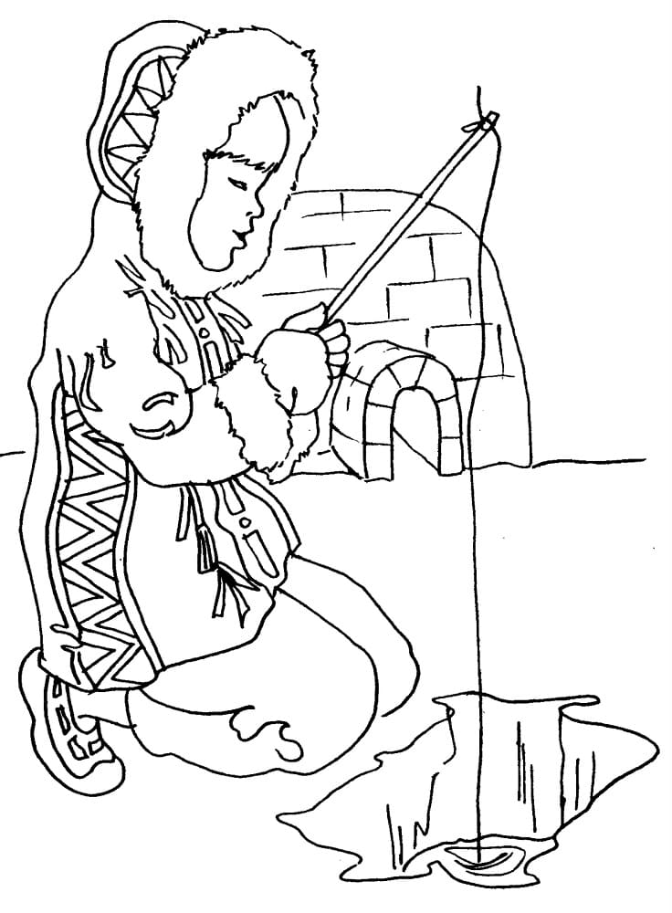 Coloriage gratuit pour enfants et adultes Esquimau #191323, collection Personnages