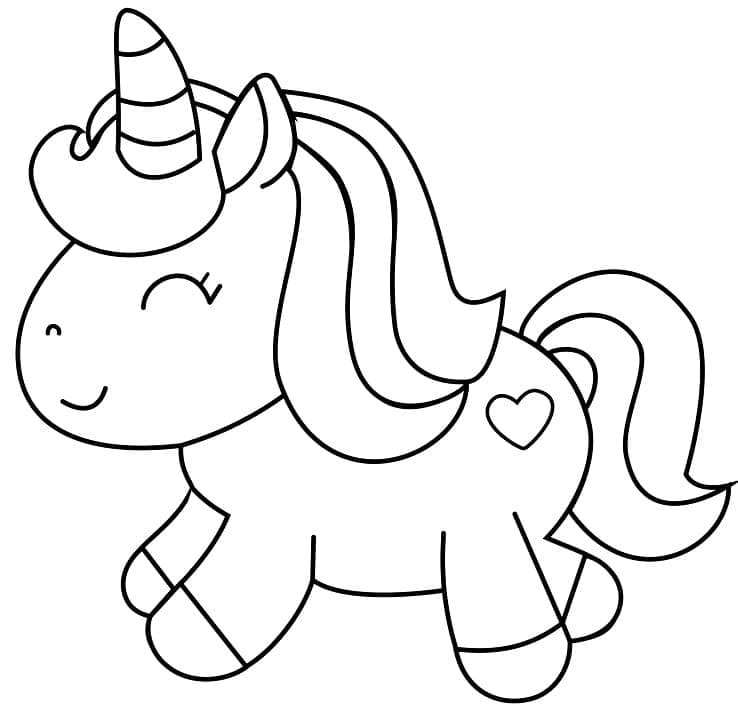 Coloriage Licorne Kawaii #209326 à imprimer gratuitement, extrait de la collection Personnages