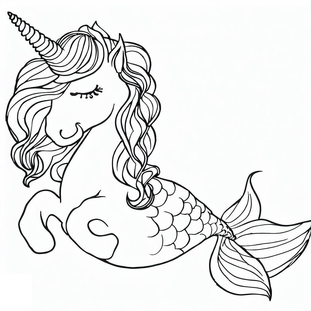 Dessin à colorier: Licorne Sirène (Personnages) #186417 - Coloriages à Imprimer Gratuits