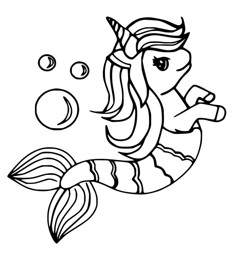 Coloriage gratuit Licorne Sirène #186421 de la collection Personnages à imprimer