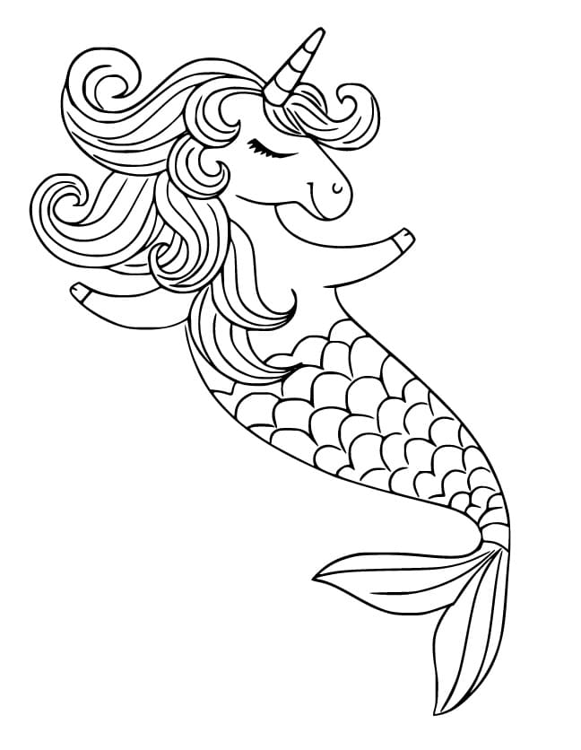 Coloriage à imprimer Licorne Sirène #186422 de la série Personnages, gratuit pour enfants et adultes
