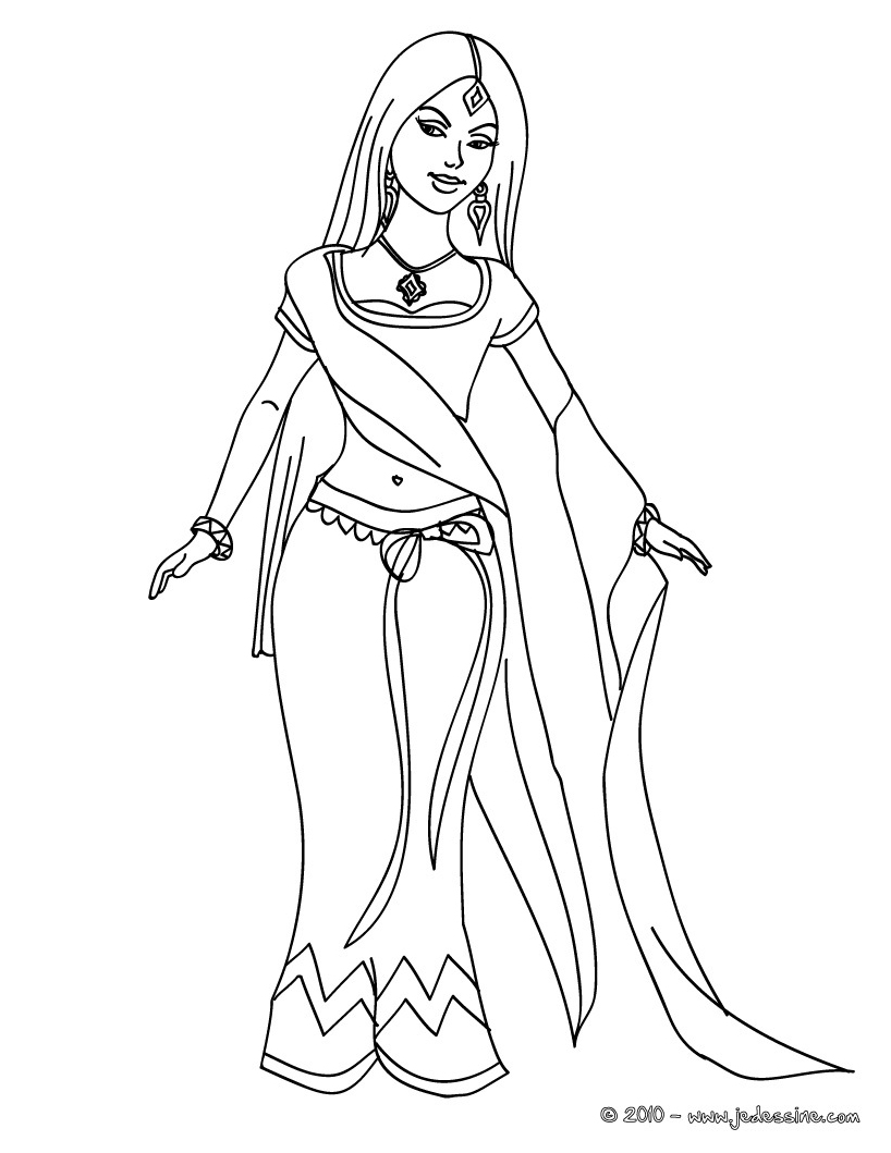 Dessin à colorier: Princesse (Personnages) #85483 - Coloriages à Imprimer Gratuits