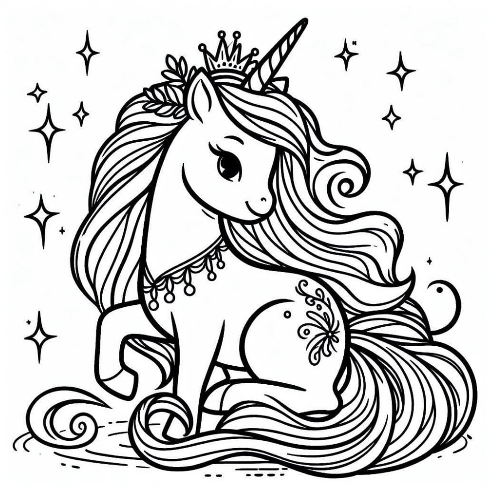 Coloriage gratuit Princesse Licorne #212021 de la collection Personnages à imprimer