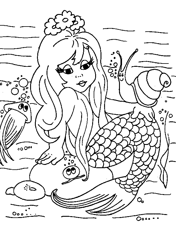 Dessin à colorier: Sirène (Personnages) #147186 - Coloriages à Imprimer Gratuits