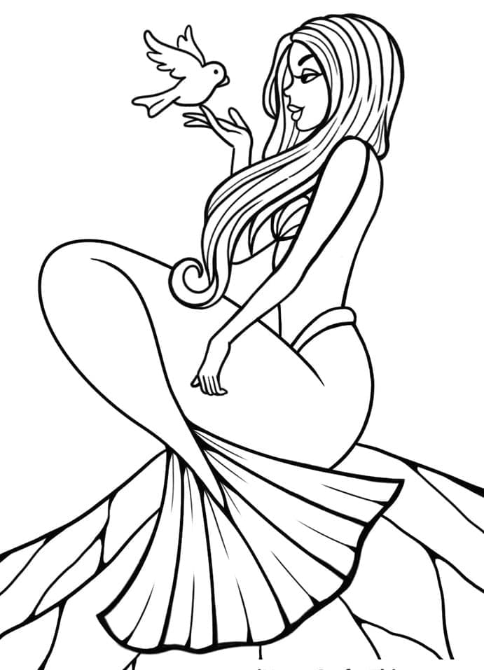 Joli coloriage Sirène #176708 de la collection Personnages, prêt à imprimer pour petits et grands
