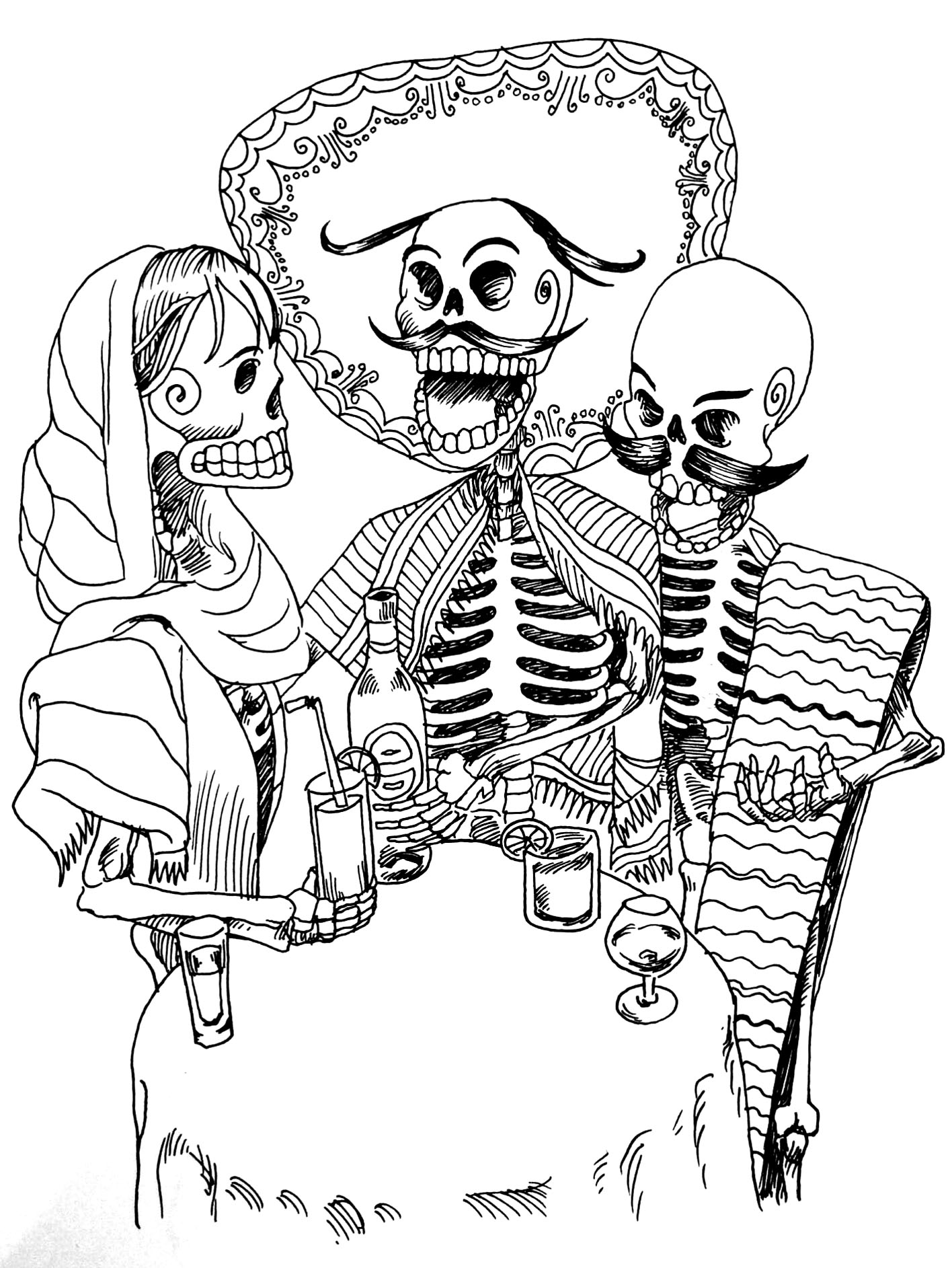 Coloriage Squelette  147524 Personnages Album de 