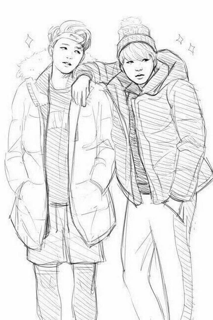 Dessin à colorier BTS #202382 issu de la collection Personnes célèbres, prêt à imprimer
