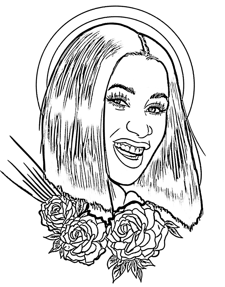Coloriage gratuit Cardi B #173554 de la collection Personnes célèbres à imprimer
