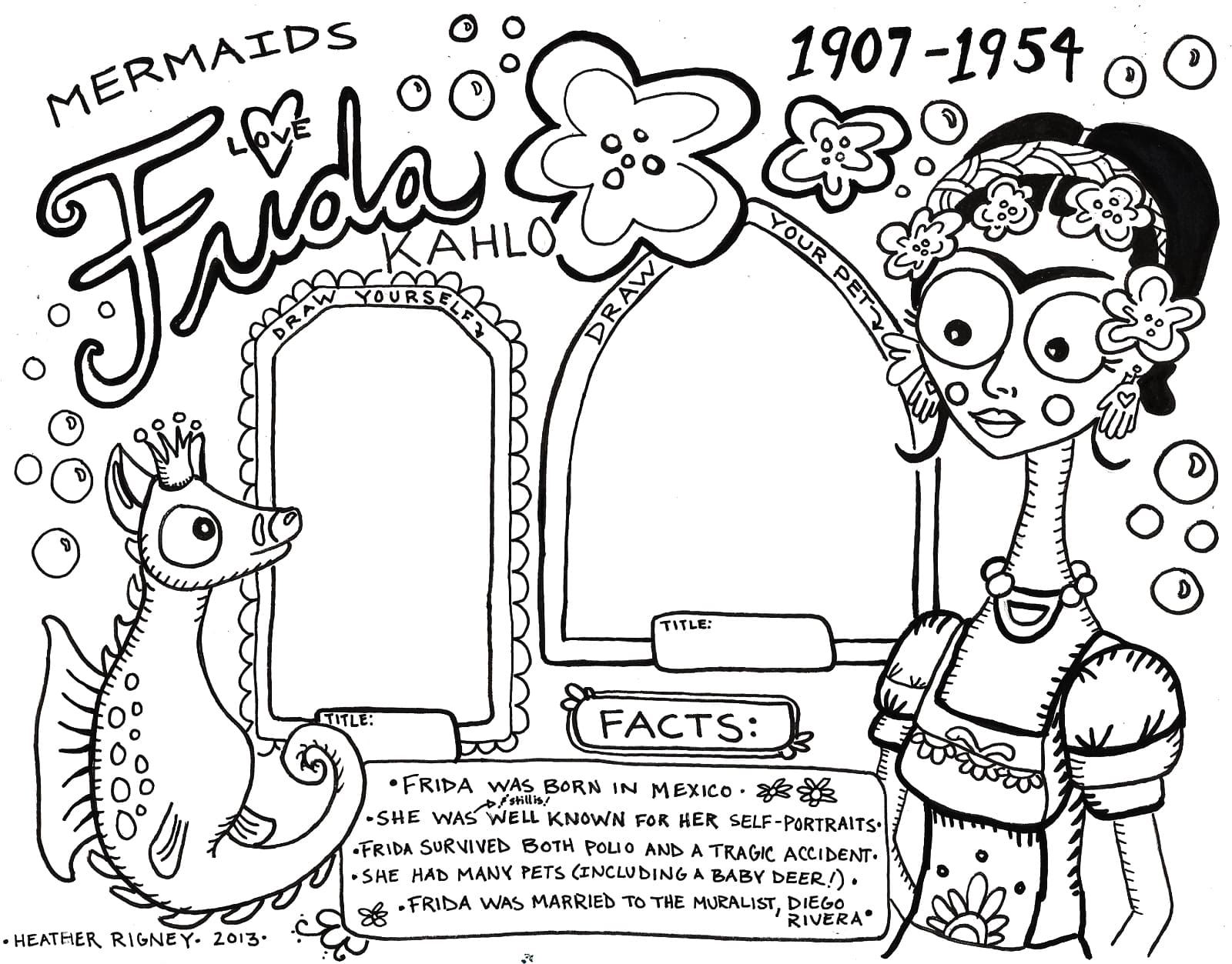 Coloriage gratuit pour enfants et adultes Frida Kahlo #173537, collection Personnes célèbres