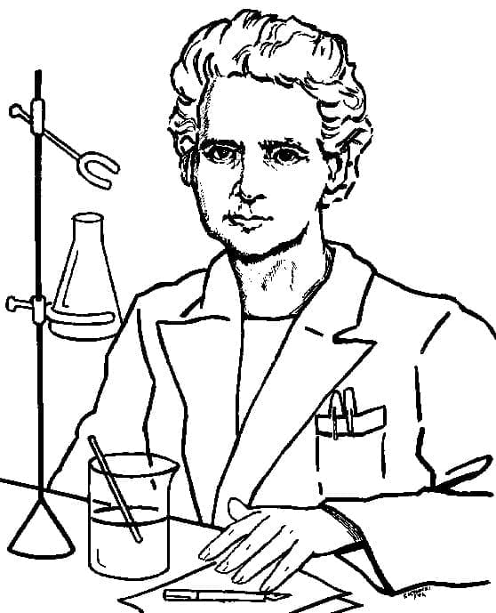 Coloriage gratuit Marie Curie #173586 de la collection Personnes célèbres à imprimer
