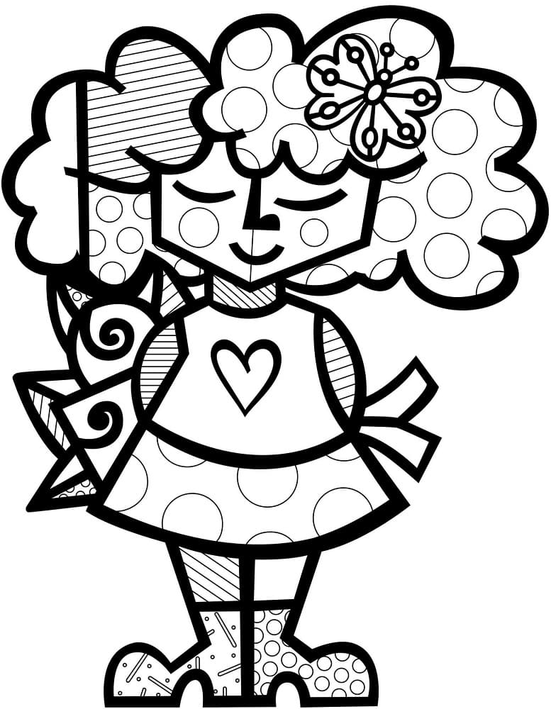 Coloriage gratuit Romero Britto #196811 de la collection Personnes célèbres à imprimer