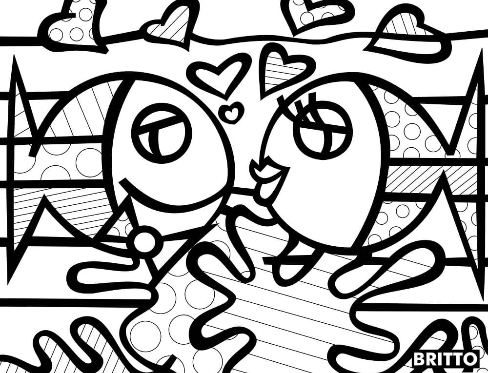 Coloriage gratuit Romero Britto #196812 de la collection Personnes célèbres à imprimer