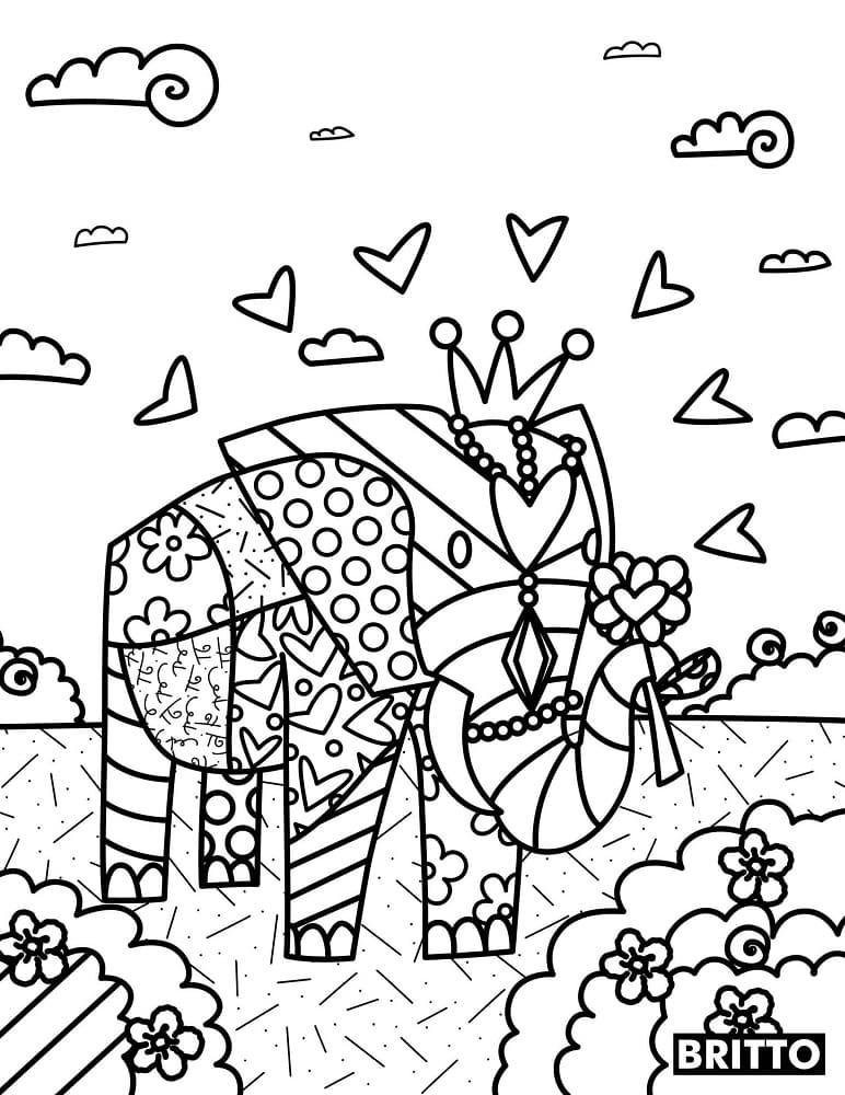 Coloriage gratuit Romero Britto #196823 de la collection Personnes célèbres à imprimer