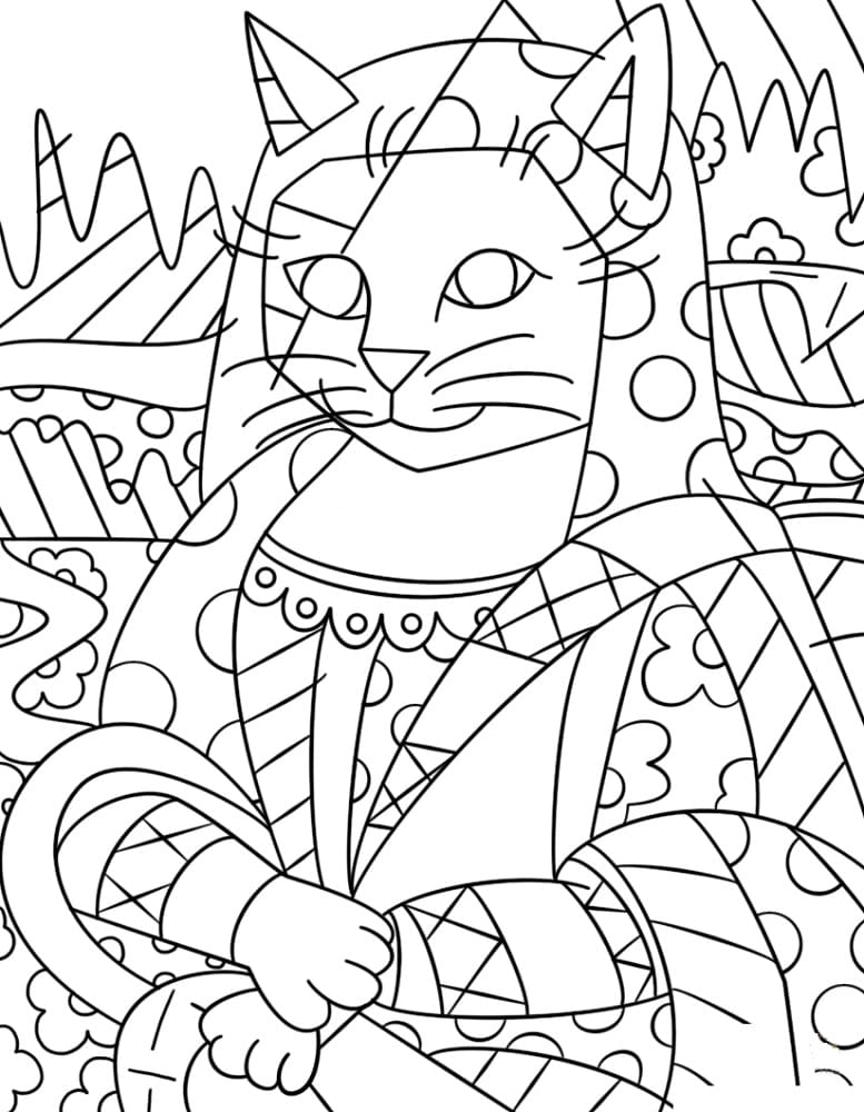 Coloriage gratuit Romero Britto #196824 de la collection Personnes célèbres à imprimer