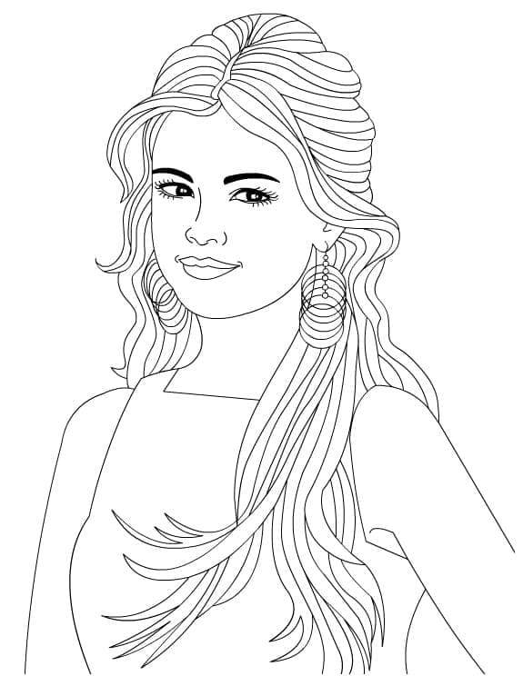 Page de coloriage Selena Gomez #214840, collection Personnes célèbres, à imprimer et colorier