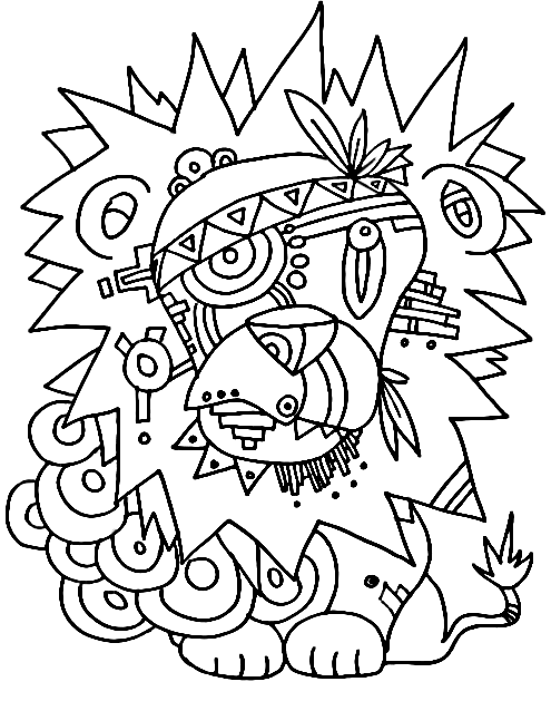 Page de coloriage Mythologie Aztèque #111719, collection Religion et Mythologie, à imprimer et colorier