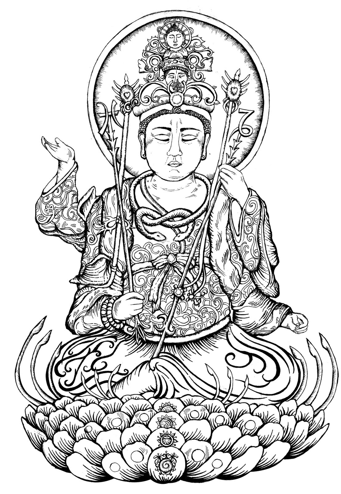 Dessin à colorier: Mythologie Hindou: Bouddha (Religion et Mythologie) #89558 - Coloriages à Imprimer Gratuits
