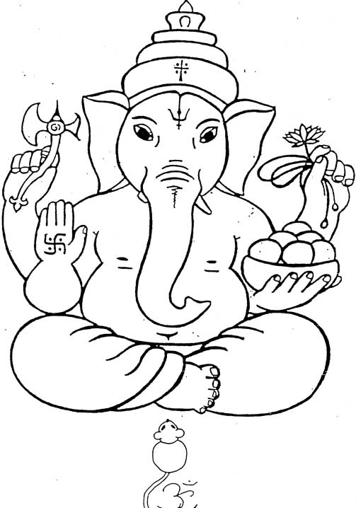 Dessin à colorier: Mythologie Hindou: Ganesh (Religion et Mythologie) #96850 - Coloriages à Imprimer Gratuits