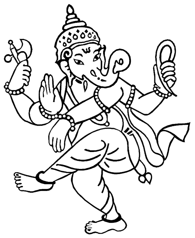 Dessin à colorier Mythologie Hindou: Ganesh #96853 issu de la collection Religion et Mythologie, prêt à imprimer