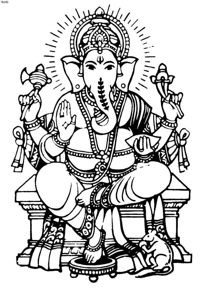 Dessin à colorier: Mythologie Hindou: Ganesh (Religion et Mythologie) #96854 - Coloriages à Imprimer Gratuits