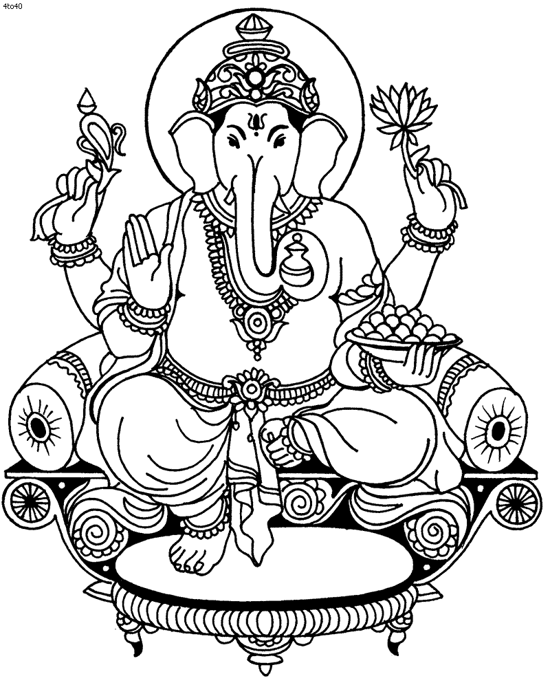 Dessin à colorier: Mythologie Hindou: Ganesh (Religion et Mythologie) #96856 - Coloriages à Imprimer Gratuits