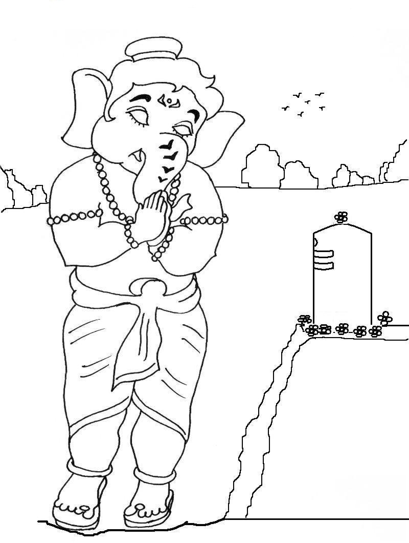 Dessin à colorier: Mythologie Hindou: Ganesh (Religion et Mythologie) #96877 - Coloriages à Imprimer Gratuits