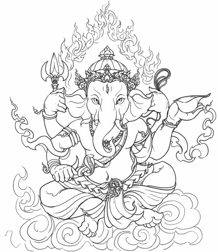 Dessin à colorier: Mythologie Hindou: Ganesh (Religion et Mythologie) #96902 - Coloriages à Imprimer Gratuits