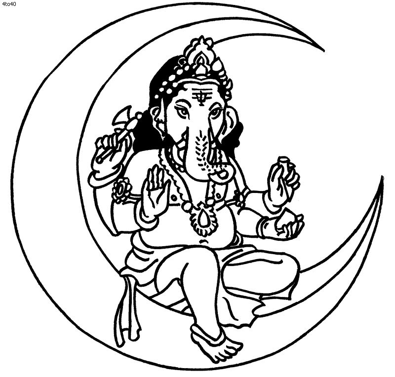 Dessin à colorier: Mythologie Hindou: Ganesh (Religion et Mythologie) #96903 - Coloriages à Imprimer Gratuits