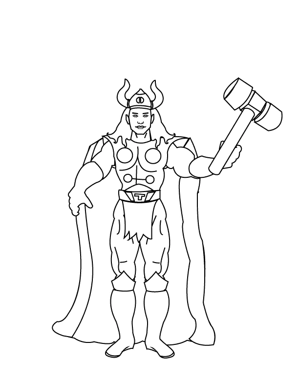 Dessin à colorier Thor #75765 issu de la collection Religion et Mythologie, prêt à imprimer