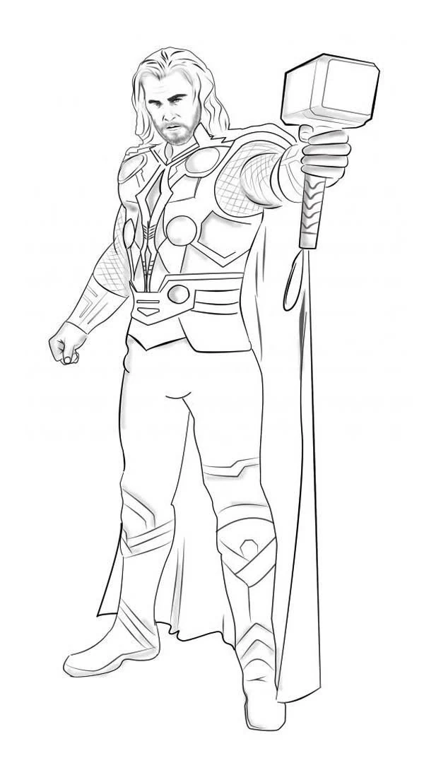 Coloriage Thor #75778 à imprimer gratuitement, extrait de la collection Religion et Mythologie