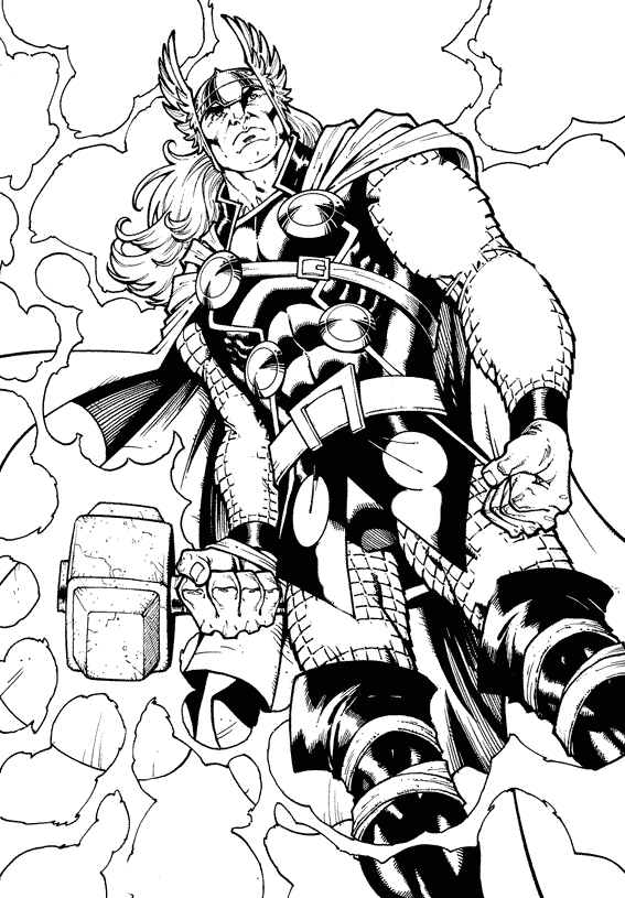 Coloriage à imprimer Thor #75807 de la série Religion et Mythologie, gratuit pour enfants et adultes