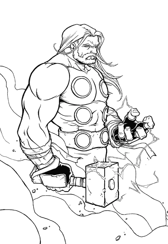 Coloriage imprimable Thor #75815 de la collection Religion et Mythologie à colorier aux crayons