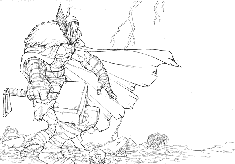 Dessin Thor #75869 à colorier de la série Religion et Mythologie, gratuit à télécharger et imprimer
