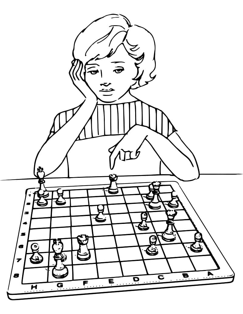 Joli coloriage Échecs #188299 de la collection Sports, prêt à imprimer pour petits et grands