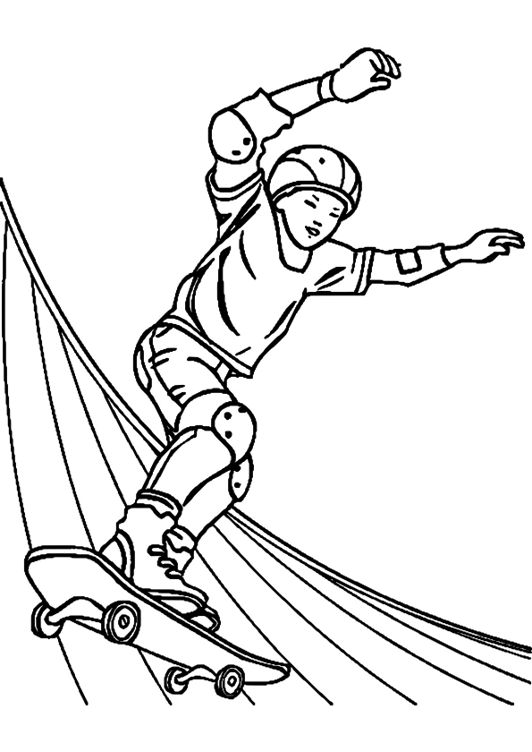 Page de coloriage Skateboard / Planche à roulette #139314, collection Sports, à imprimer et colorier