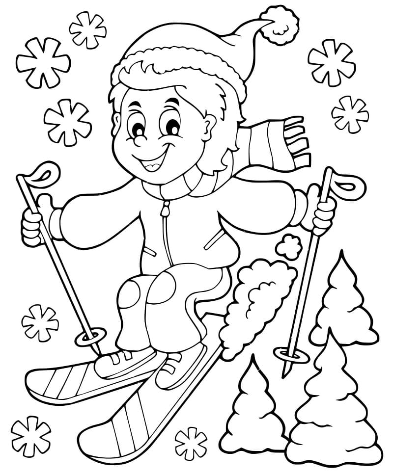 Coloriage gratuit Ski #198429 de la collection Sports à imprimer