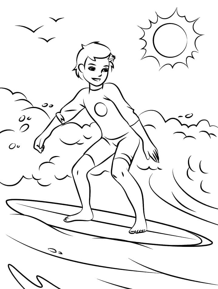 Coloriage gratuit Surf #214196 de la collection Sports à imprimer
