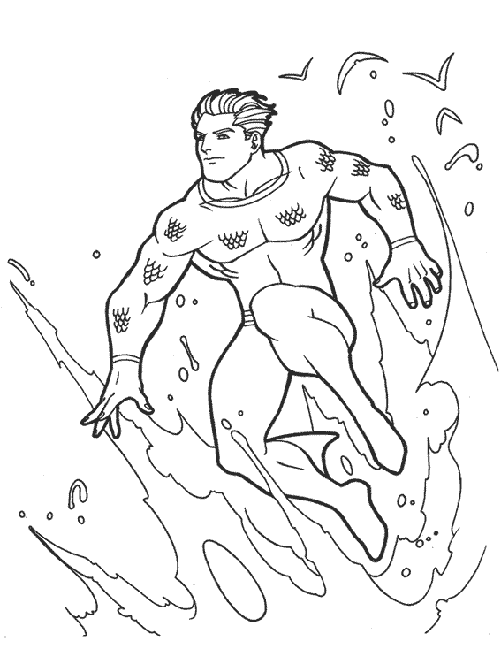 Joli coloriage Aquaman #84976 de la collection Super-héros et Super-vilains, prêt à imprimer pour petits et grands