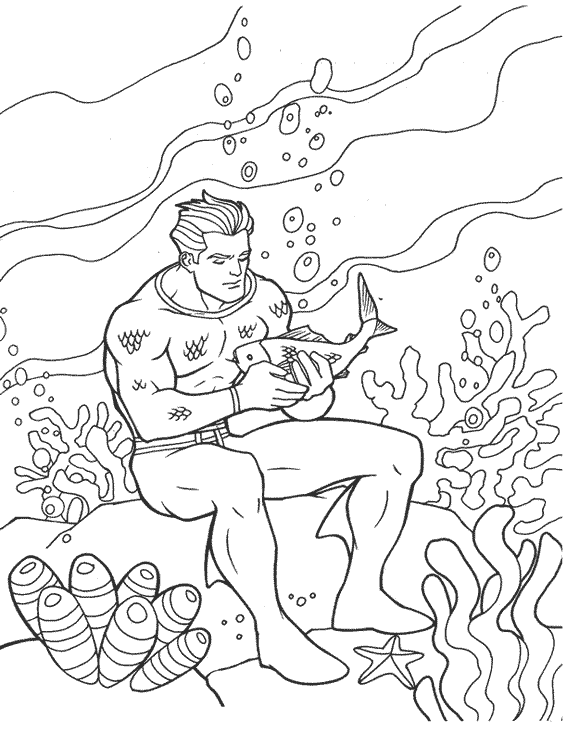 Joli coloriage Aquaman #85008 de la collection Super-héros et Super-vilains, prêt à imprimer pour petits et grands
