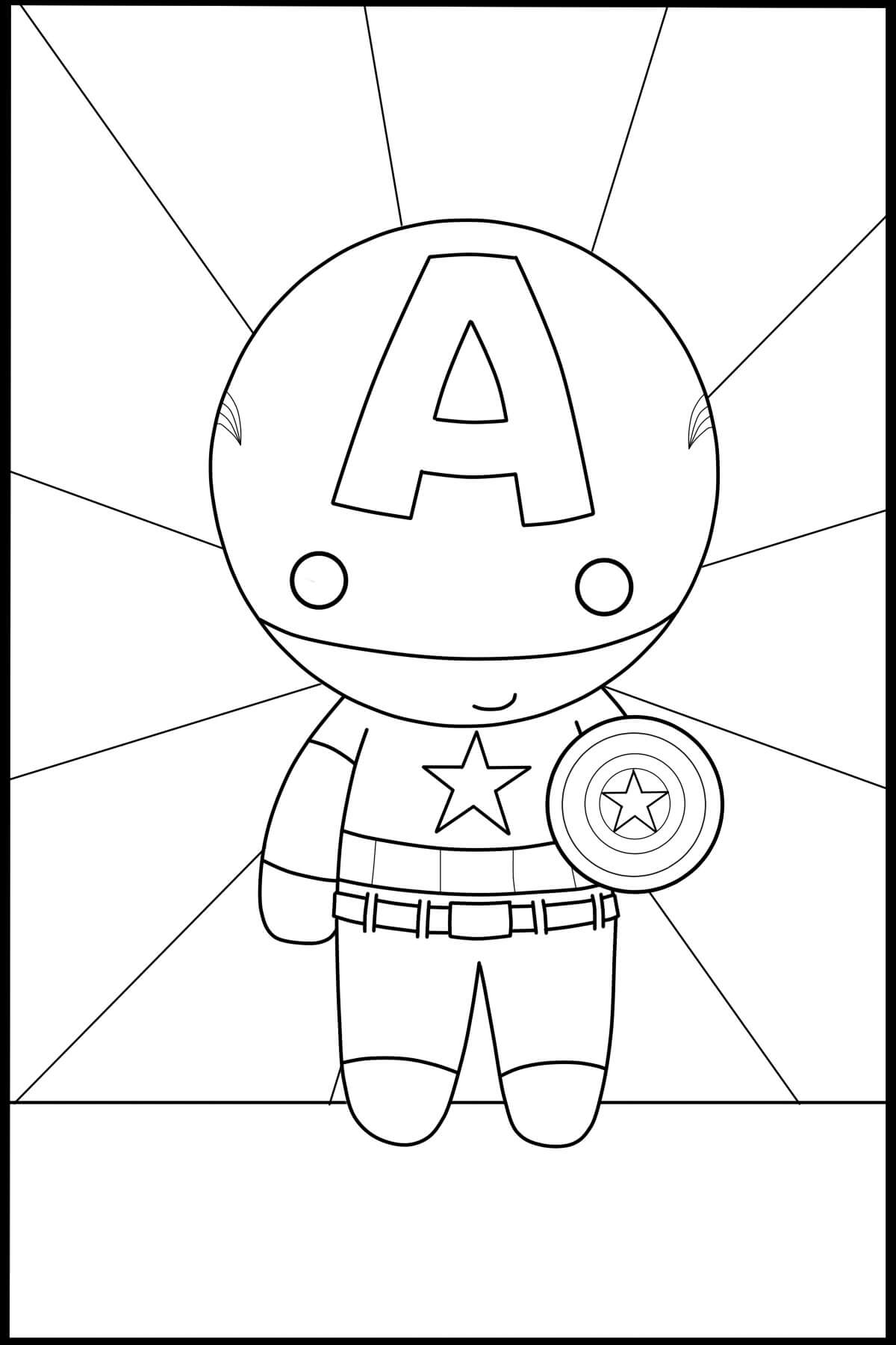 Coloriage imprimable Captain America #172988 de la collection Super-héros et Super-vilains à colorier aux crayons